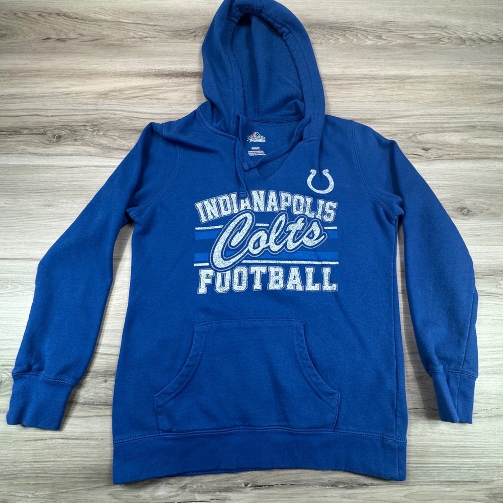 Majestic Indianapolis Colts Football Hoodie Women's Royal Blue‎ V-Neck Pullover